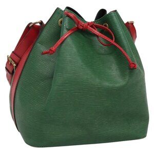 Authentic LOUIS VUITTON Epi Petit Noe Shoulder Bag Bicolor Green Red M44147